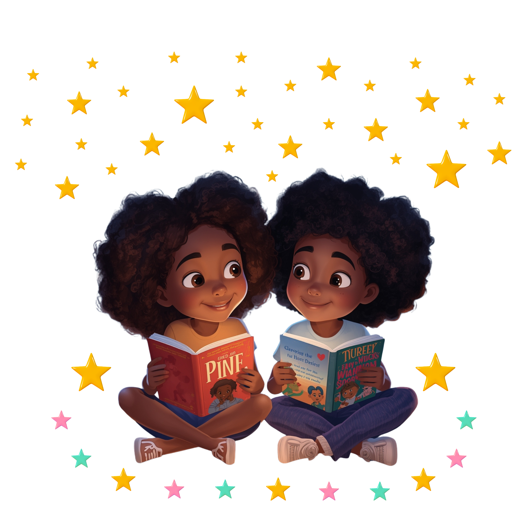 Child reading a book in the magical reading universe